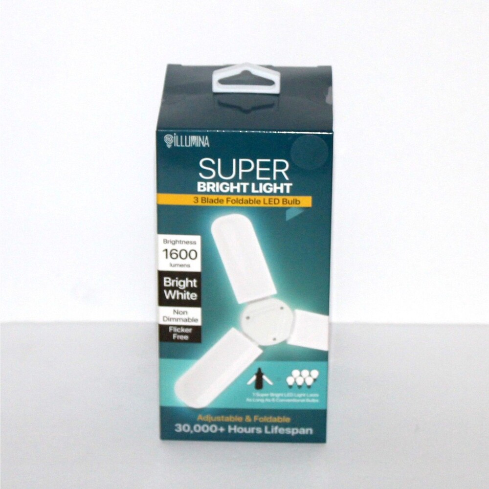 Illumina 3 Blade Foldable LED Bulb super bright light white NEW